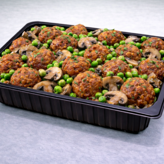 Polpette di carne con funghi e piselli