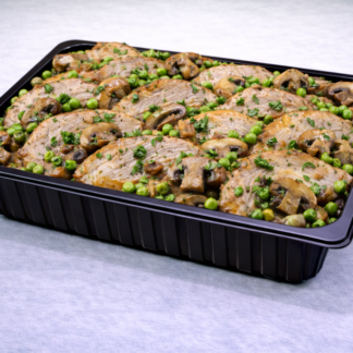 Arista di maiale funghi e piselli